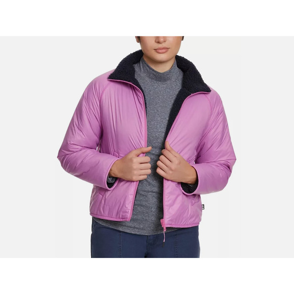Bass Outdoor Women's Reversible Fleece Zip Jacket, Navy Spring Crocus S EK 24 - Picture 1 of 5